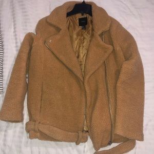 Shearling motozip oversize jacket
